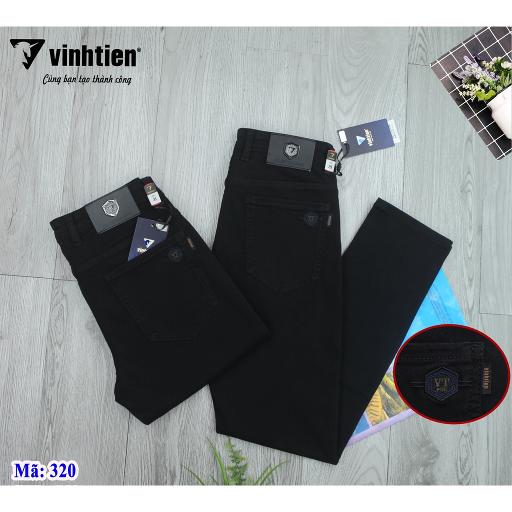 Quần Jeans Cotton Vĩnh Tiến Cao Cấp QB559 Đen Trơn