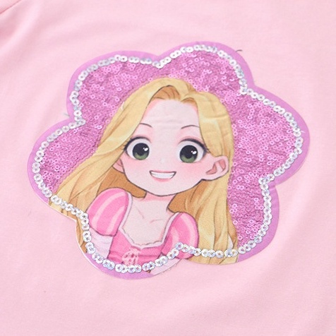 Áo Thun Tay Ngắn In Hình Công Chúa Elsa Đính Kim Sa Thời Trang Cho Bé Gái Từ 1-8 Tuổi