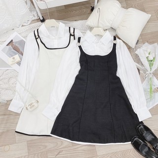 Set S13 sơ mi kèm váy yếm