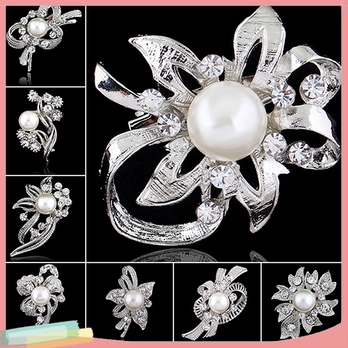 Trâm Cài Áo Hình Bông Hoa Đính Ngọc Trai Xinh Xắn Cho Nữ
