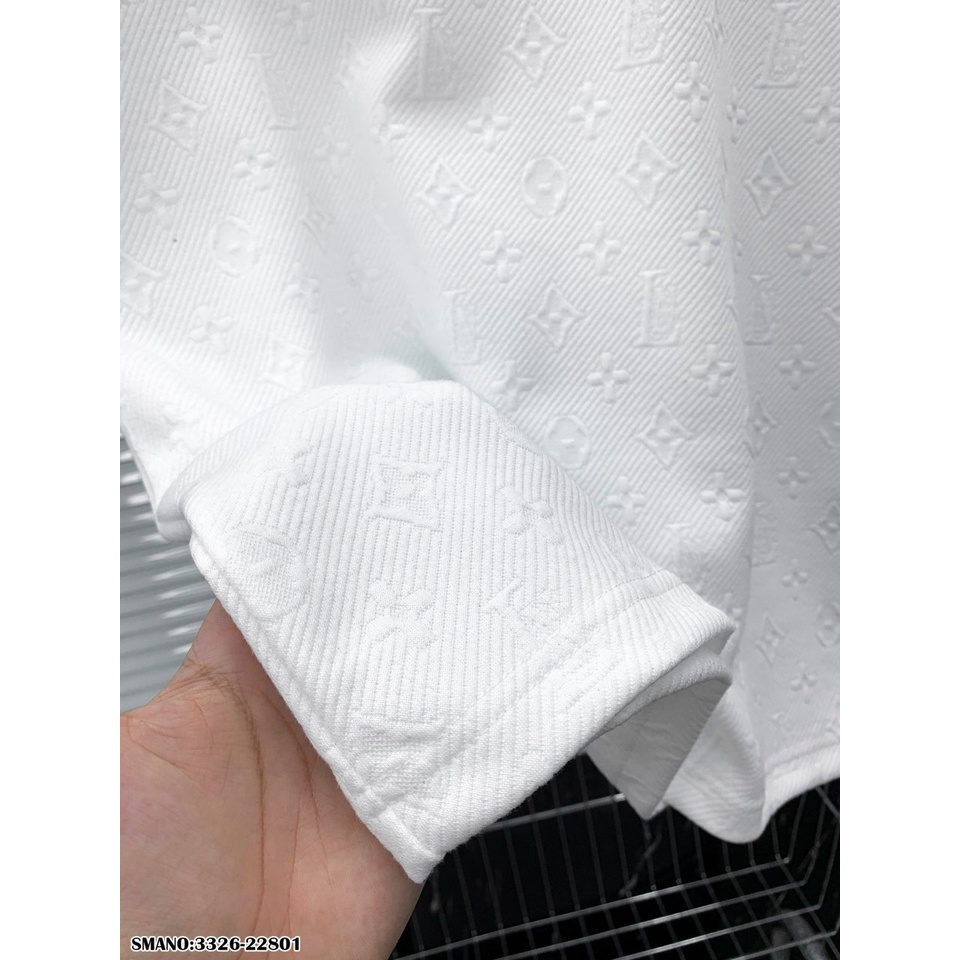 Áo Phông Nam Vân Nổi LV Hoa Vải Mềm Mịn - Áo Thun Nam Vân Dập Nổi LV Cao Cấp