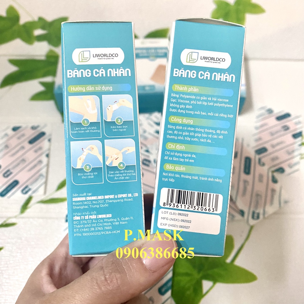 BĂNG CÁ NHÂN VẢI LIWORLDCO BẢN TO 7.2 X 3.8 CM 30 MIẾNG / HỘP