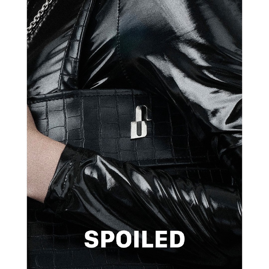 Túi đeo chéo quai cầm SPOILED Da PU Đen dập vân M - Black CroPrint Top-Handle Bag