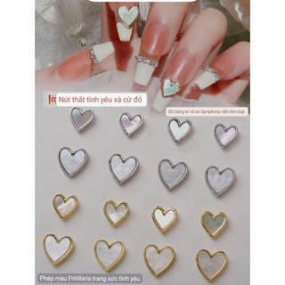 Charm tim đá tráng trí móng,charm tim vàng bạc nail
