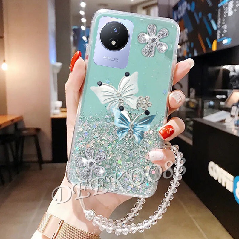 Ốp Điện Thoại Gel Kim Tuyến Hình Bướm Cho VIVO V25 Pro V25e Y02 Y02S Y16 Y22 Y22S Y30 Y35 Y55 Y55 + Y75 Y77 5G 4G