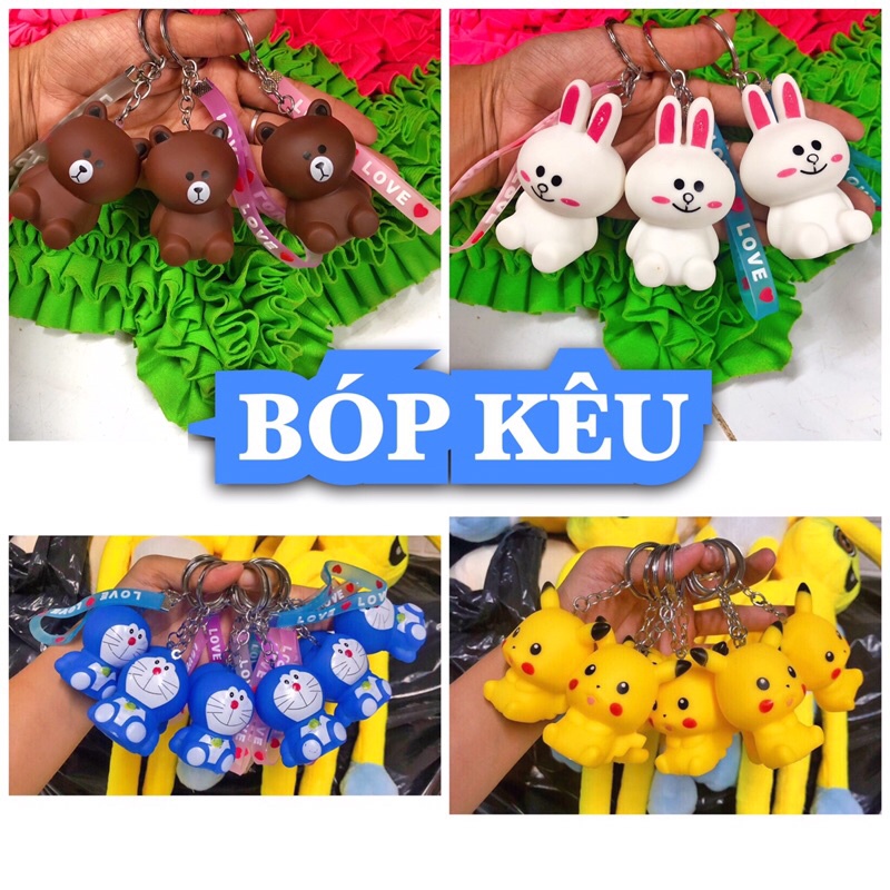 (Sỉ) Móc Khoá Hình GẤU BROWN- GẤU NÂU Bóp Kêu Cute - Nhựa Dẻo