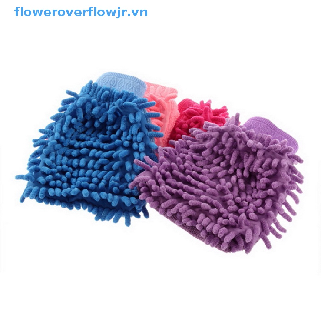 Găng Tay Rửa Xe Bằng Sợi Microfiber Chenille Mềm Mại Siêu Mịn 2 Trong 1 Không Trầy Xước