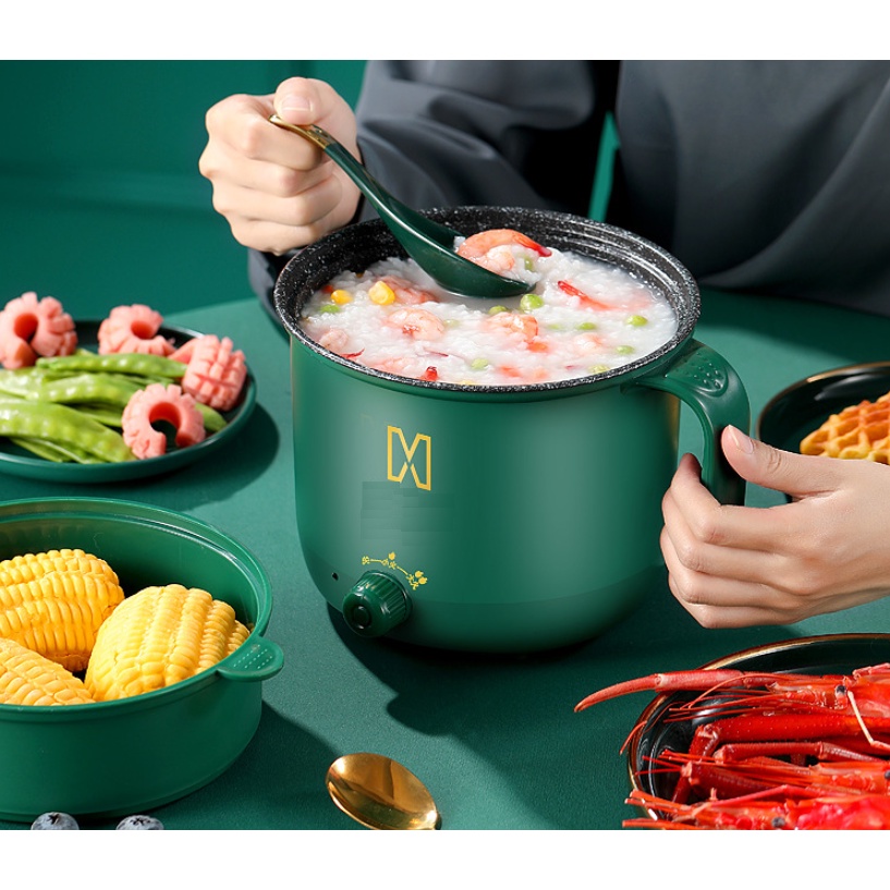 Nồi Lẩu Mini Xanh  2 Tầng Cao Cấp Có Giá Hấp