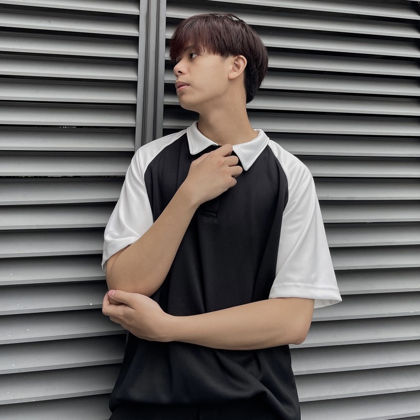 Áo Polo Tay Lỡ Raglan Form Rộng Unisex, Áo Thun Có Cổ Nam Nữ Oversize Phong Cách Trẻ Trung Năng Động