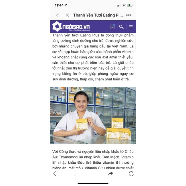Thạch yến tươi Eating Plus Fresh Nest Premium hạt sen chuối cherry hộp 20 thanh