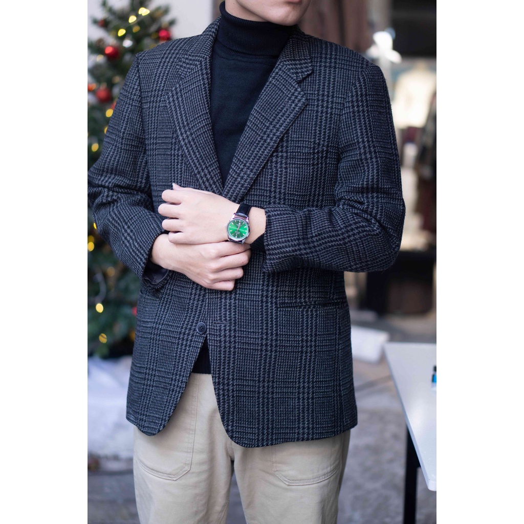 Vest blazer dạ kẻ mã c14 vai 43