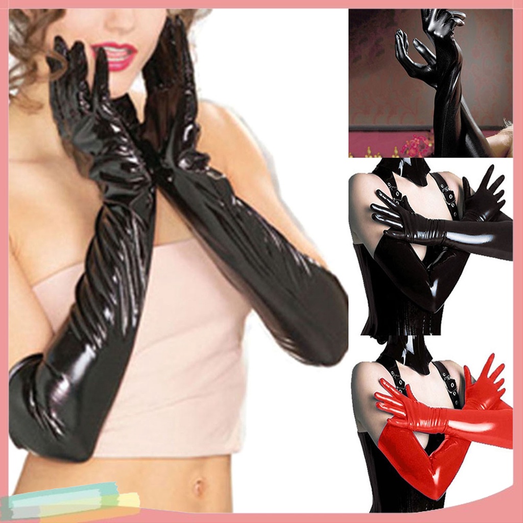 Đôi găng tay kiểu giả da màu trơn thời trang gợi cảm dành cho nữ