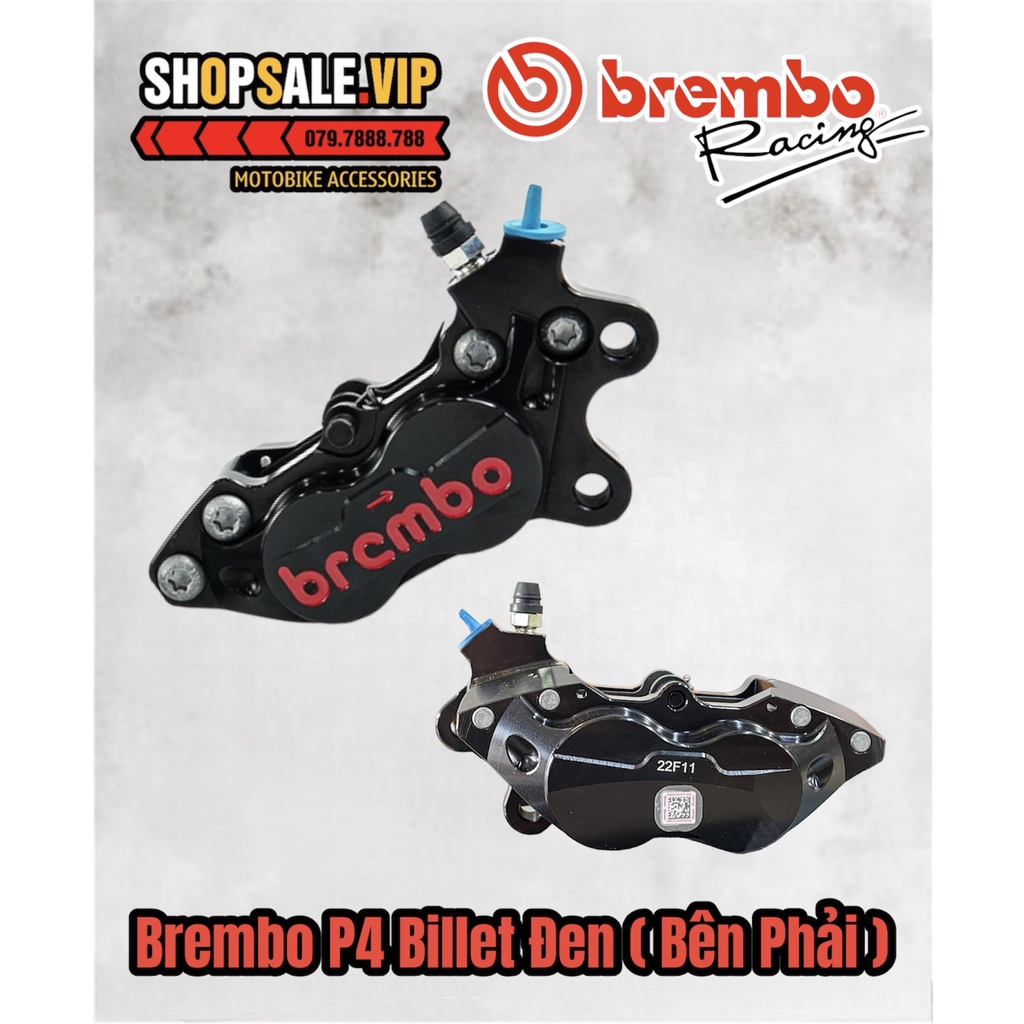 Heo Brembo 4Pis Billet Đen Chính Hãng (Heo Phải)