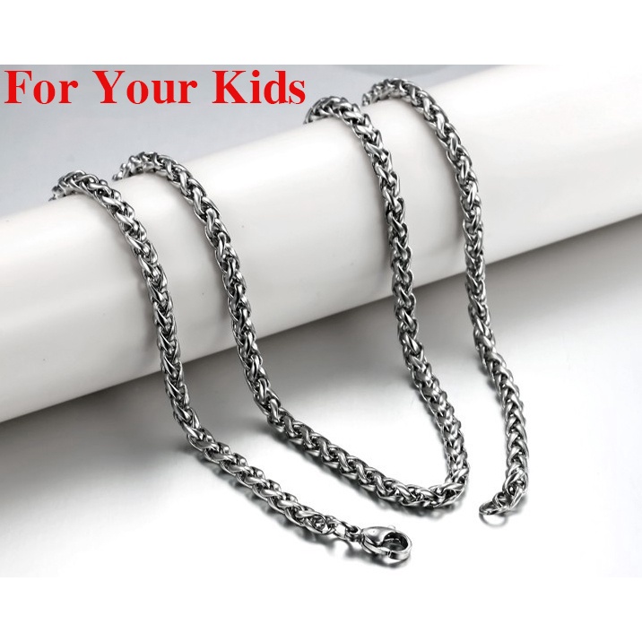 Dây chuyền trẻ em cao cấp inox kiểu xoắn siêu đẹp, không đen, không gỉ và an toàn cho sức khỏe