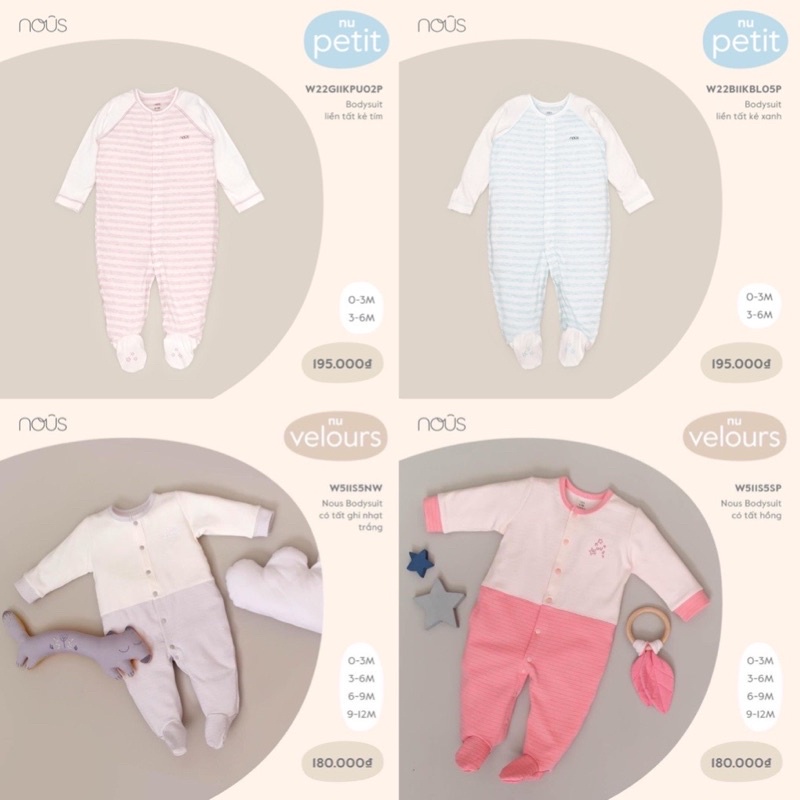 Body Nous dài tay cho bé các mẫu