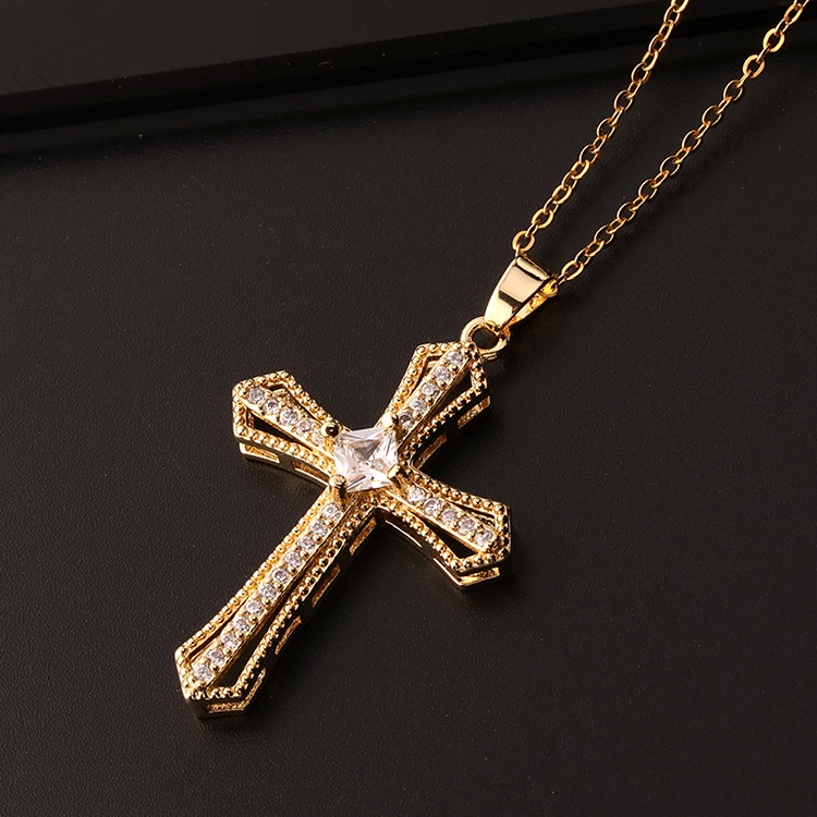 Vòng cổ Mặt Thánh Giá Đính Đá Zircon Phong Cách Hiphop