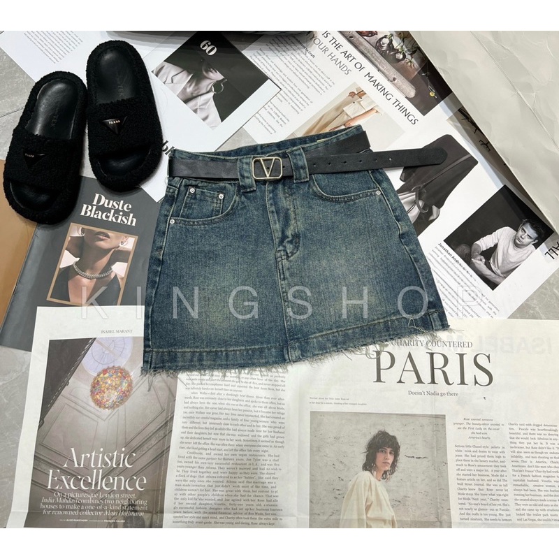 Áo Phông Mix Chân Váy Jean rách Siêu Hot L1