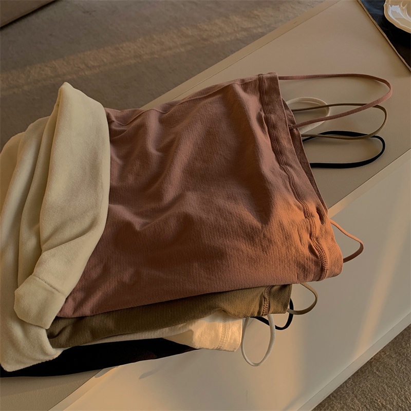 NRVP Áo Tank Top Đơn Co Giãn Phong Cách Hàn Quốc Mới Với Đệm Lót