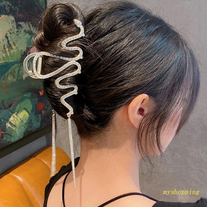 Kẹp Tóc Hình Rắn Phối Tua Rua Lấp Lánh Chống Trượt