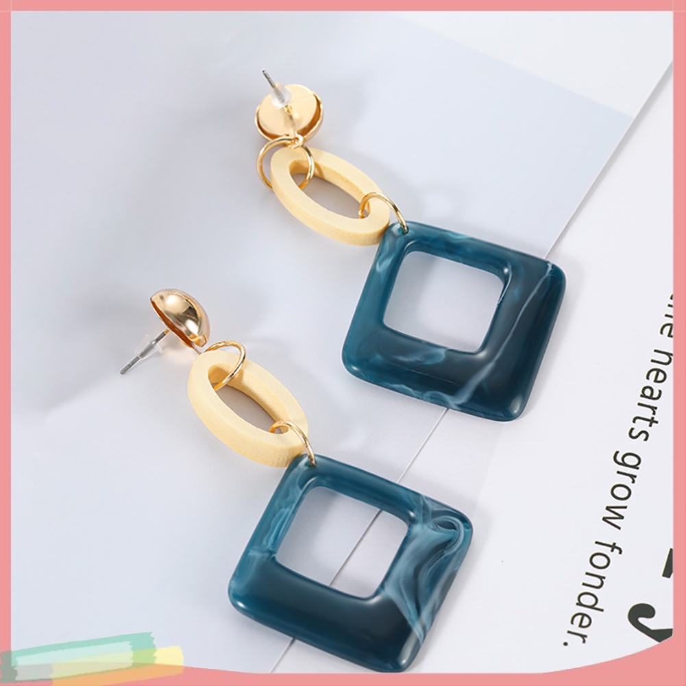 Khuyên tai dáng dài mặt hình thoi phong cách vintage