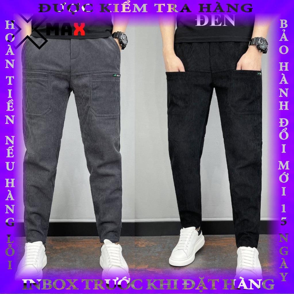 Quần baggy nam nhung tăm co giãn Xmax Hàn Quốc chất liệu cao cấp có túi phía trước HOT TREND STREET STYLE B080  hanthien
