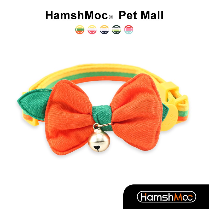 HamshMoc Vòng Cổ Nhẹ Mềm Mại Thoải Mái Bền Bỉ Có Chuông Và Nơ Dễ Thương Có Thể Điều Chỉnh Cho Thú Cưng / Mèo / Thỏ