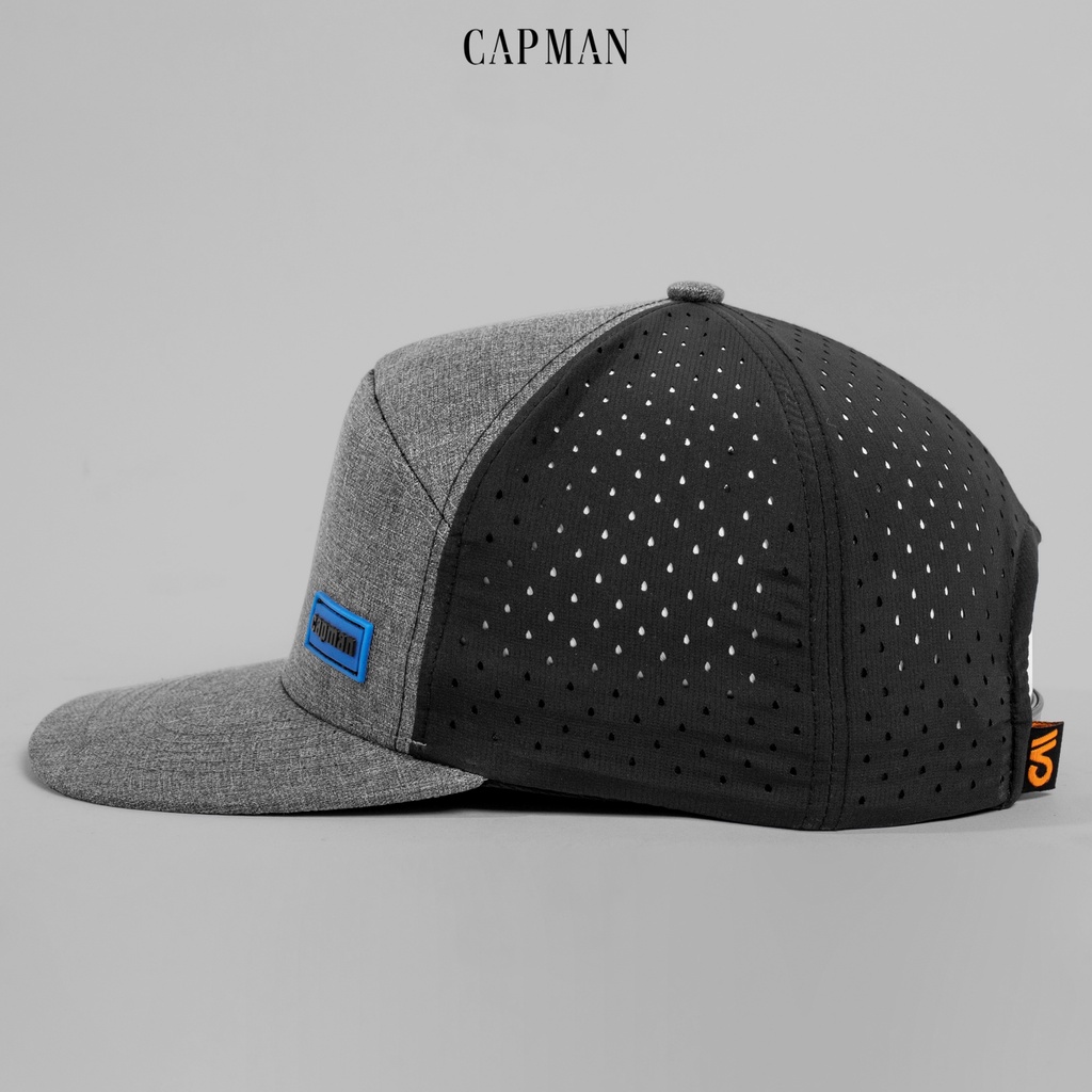 Mũ snapback màu xám đen CAPMAN lưỡi ngang CM26