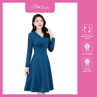 Đầm công sở tay dài phối nút lịch sự nổi bật Thời Trang Emy 95093