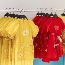 Sét áo dài cách tân cho bé gái thêu hoa sen cho trẻ em ful size 2-9 tuổi