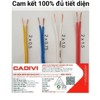 Dây điện đôi Cadivi 2x0.5 2x0.75 2x1.0 2x1.5 2x2.5 lẻ 1 mét