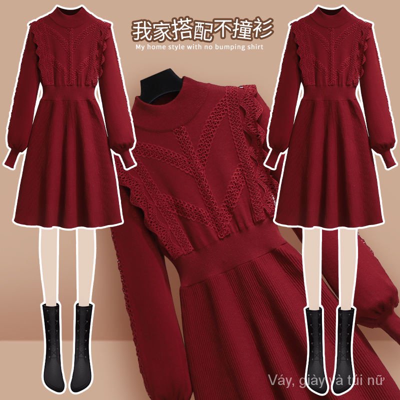 Đầm Dệt Kim Mỏng Che Bụng Phong Cách Phương Tây Thời Trang Thu Đông Mới 2022 Cho Nữ