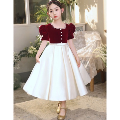 Đầm công chúa bé gái Đầm Hoàng Gia Đính Hạt Cao Cấp - Váy Nhung Bé gái avalya Kids