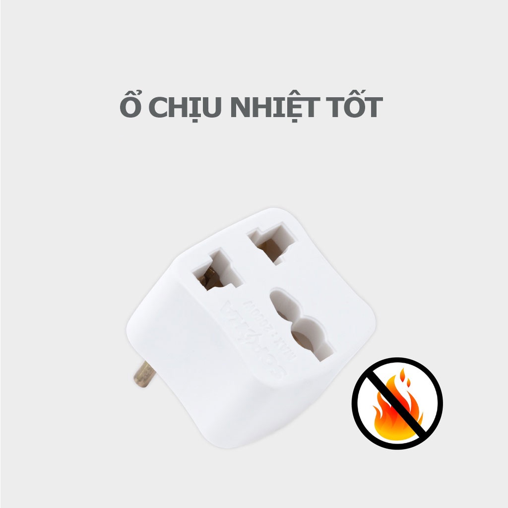 Ổ phích cắm chuyển đổi từ 3 Chân sang 2 Chân Loại tròn 4.8mm 220V, an toàn chịu nhiệt độ cao