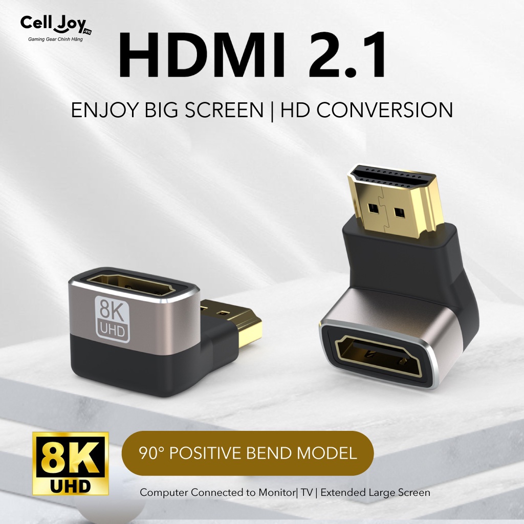 Cổng chuyển Type-C đầu nối HDMI male sang female vuông góc 90 độ 8K