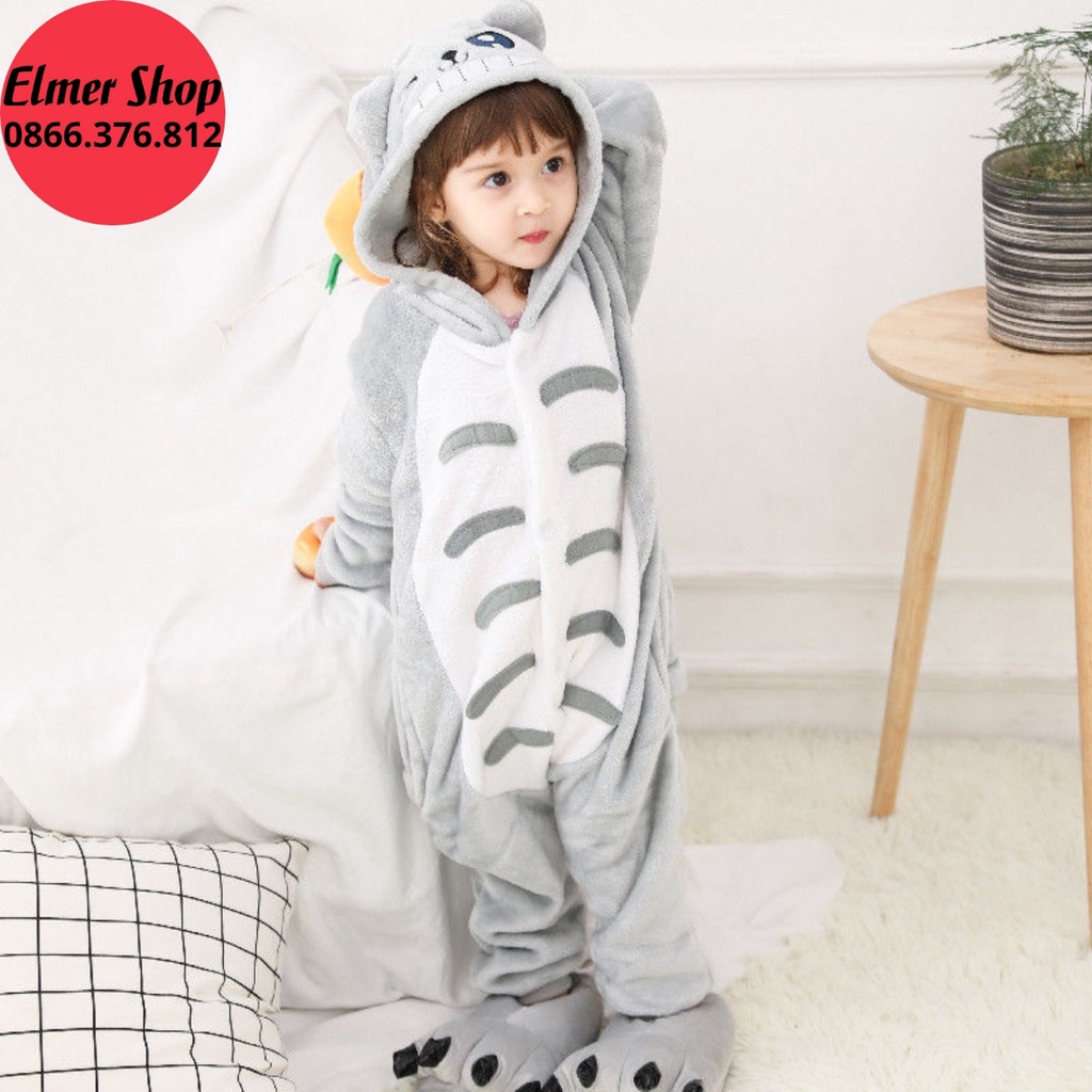 Bộ đồ hình thú cho bé và người lớn Elmer Shop BDTKL04, quần áo mèo Toroto cosplay hoạt hình nhiều màu sắc dễ thương