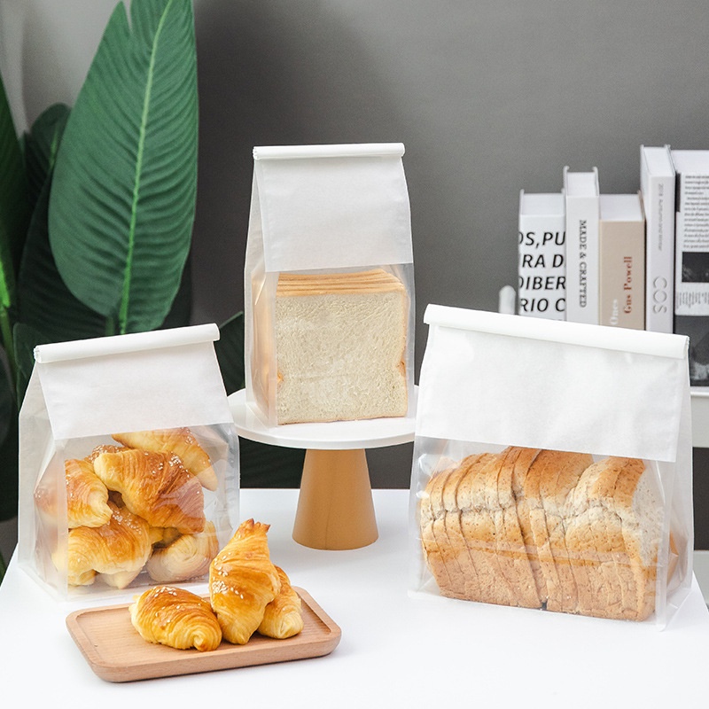 Túi Giấy Trắng Đựng Bánh Mì Bánh Gối Các Loại Có Đầu Kẽm (28 x 22 +11 cm) Size Đại
