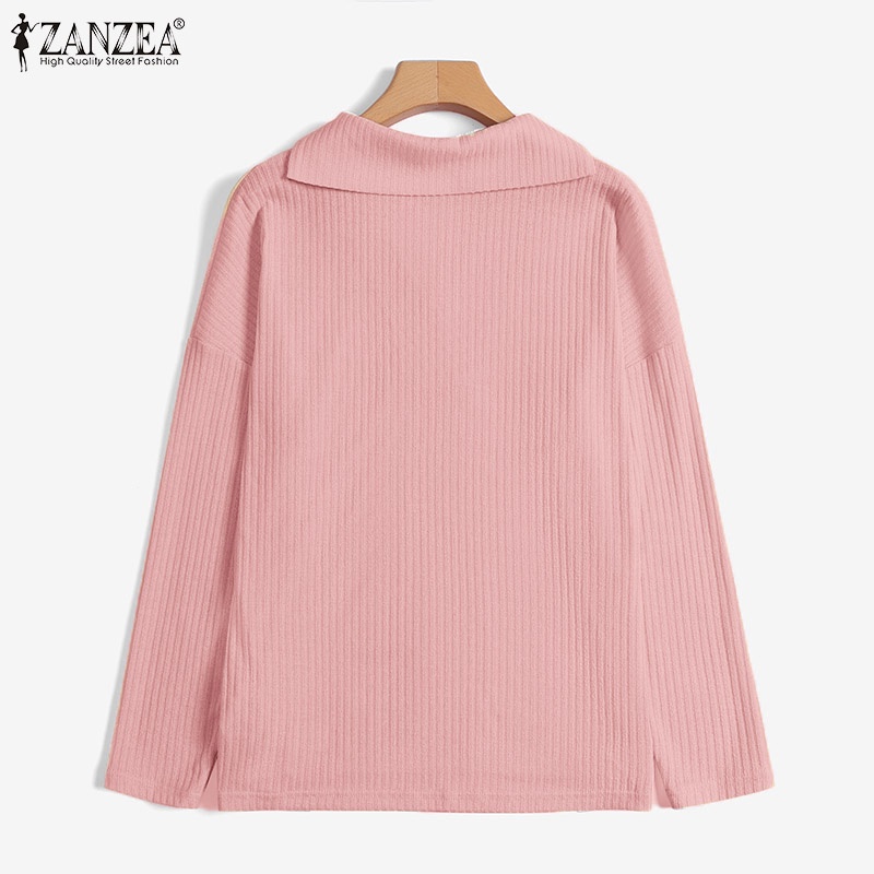Áo thun ZANZEA dài tay cổ bẻ thời trang cho nữ