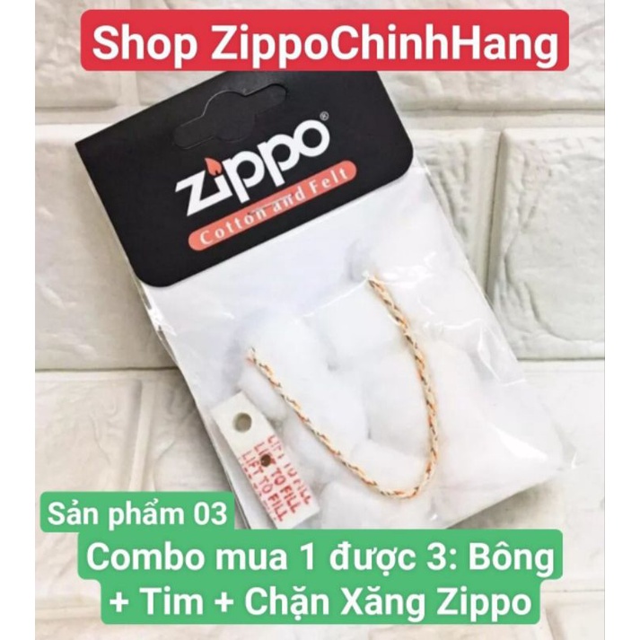 Combo 03 bịch Bông Zippo gồm : bất, bông, chặn ruột Zippo