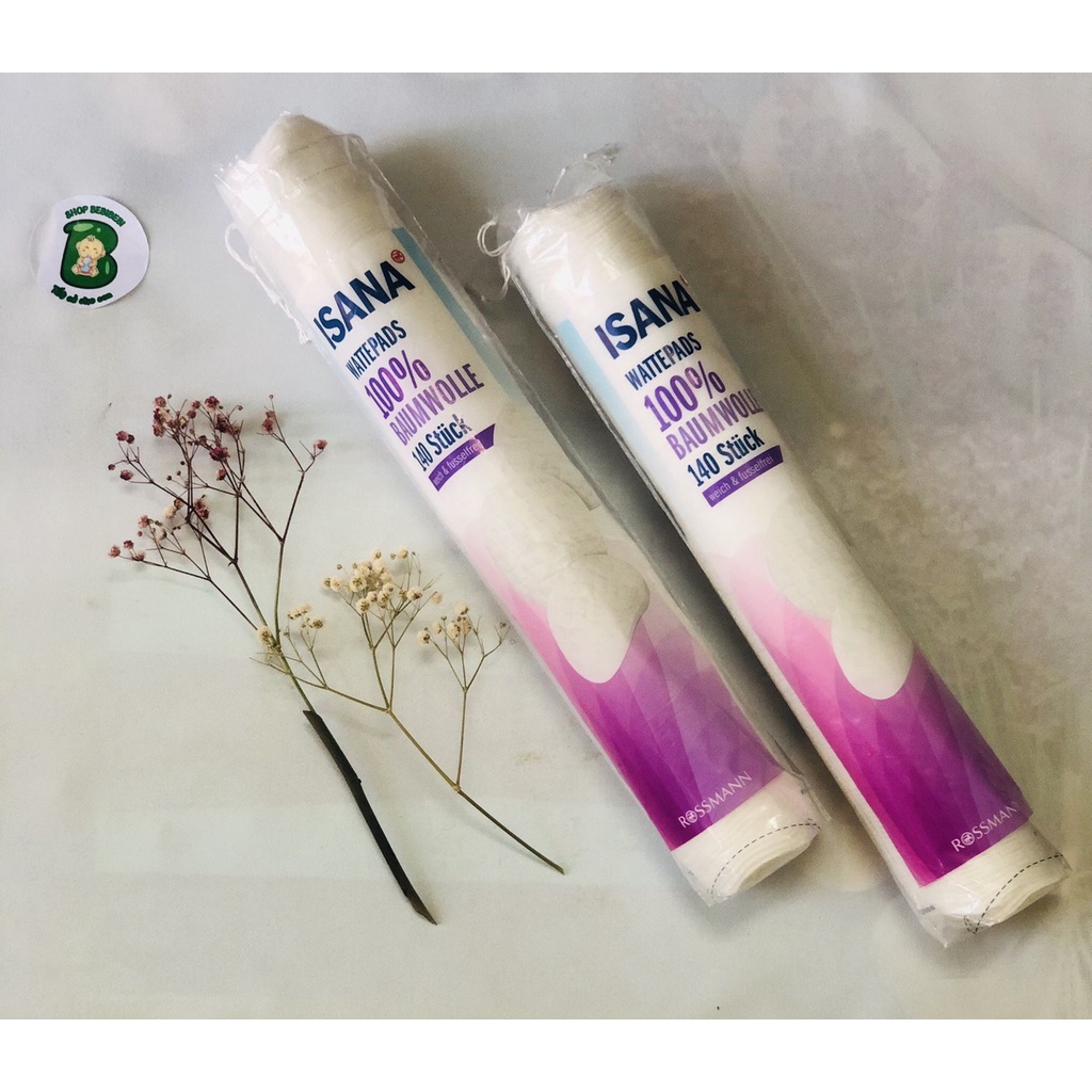 Bông Tẩy Trang Isana Đức 100% Cotton Gói 140 Miếng Tròn