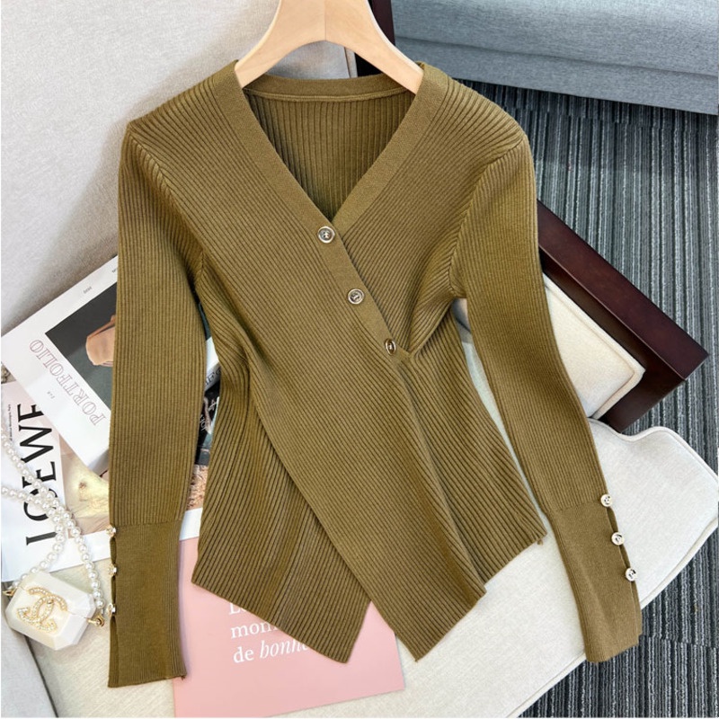 Đầm Ôm Cổ Chữ V Thời Trang Mùa Thu Gợi Cảm Cho Nữ