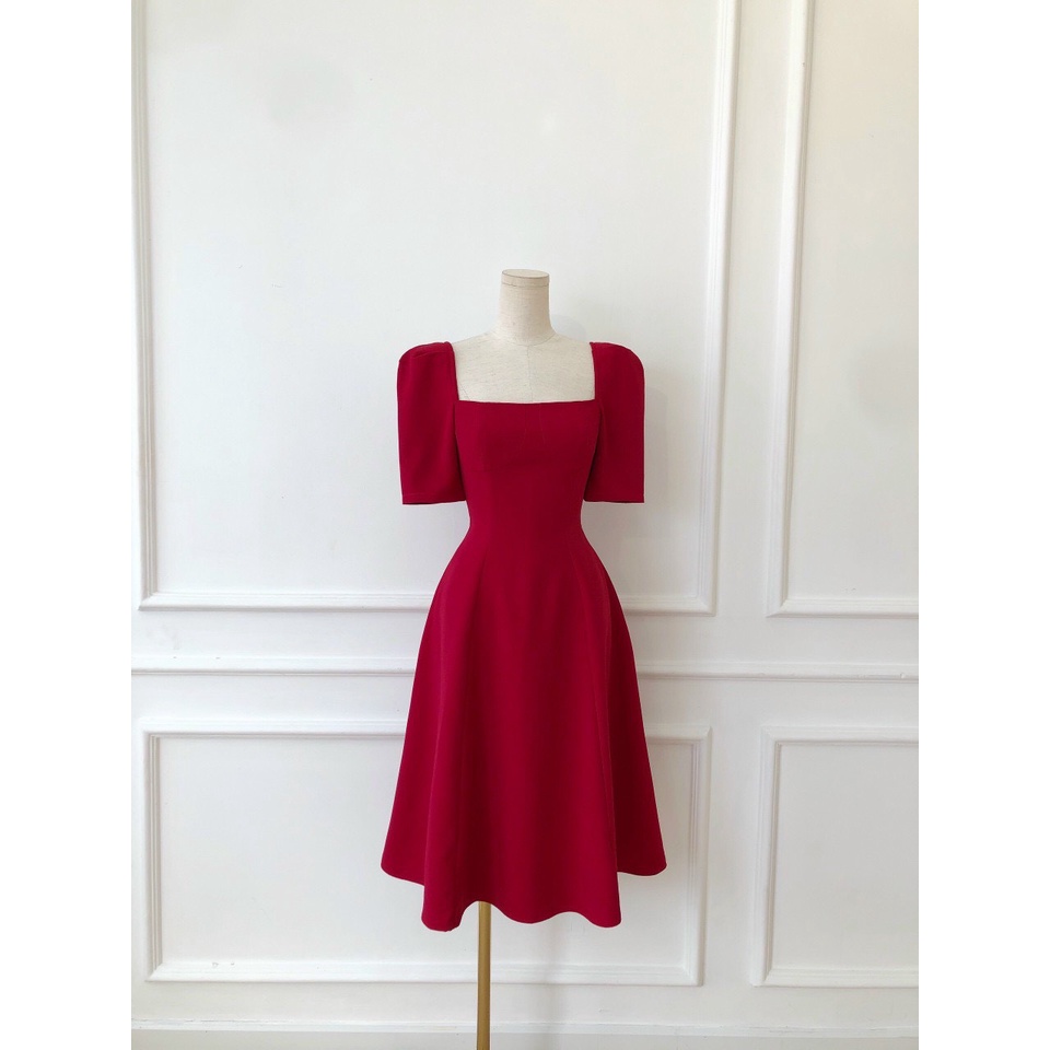 SNOW DRESS - Đầm ngắn dáng xòe tay bồng, chất liệu tuyết nhung mềm mịn, may 2 lớp tỉ mỉ, form lên chuẩn như hình