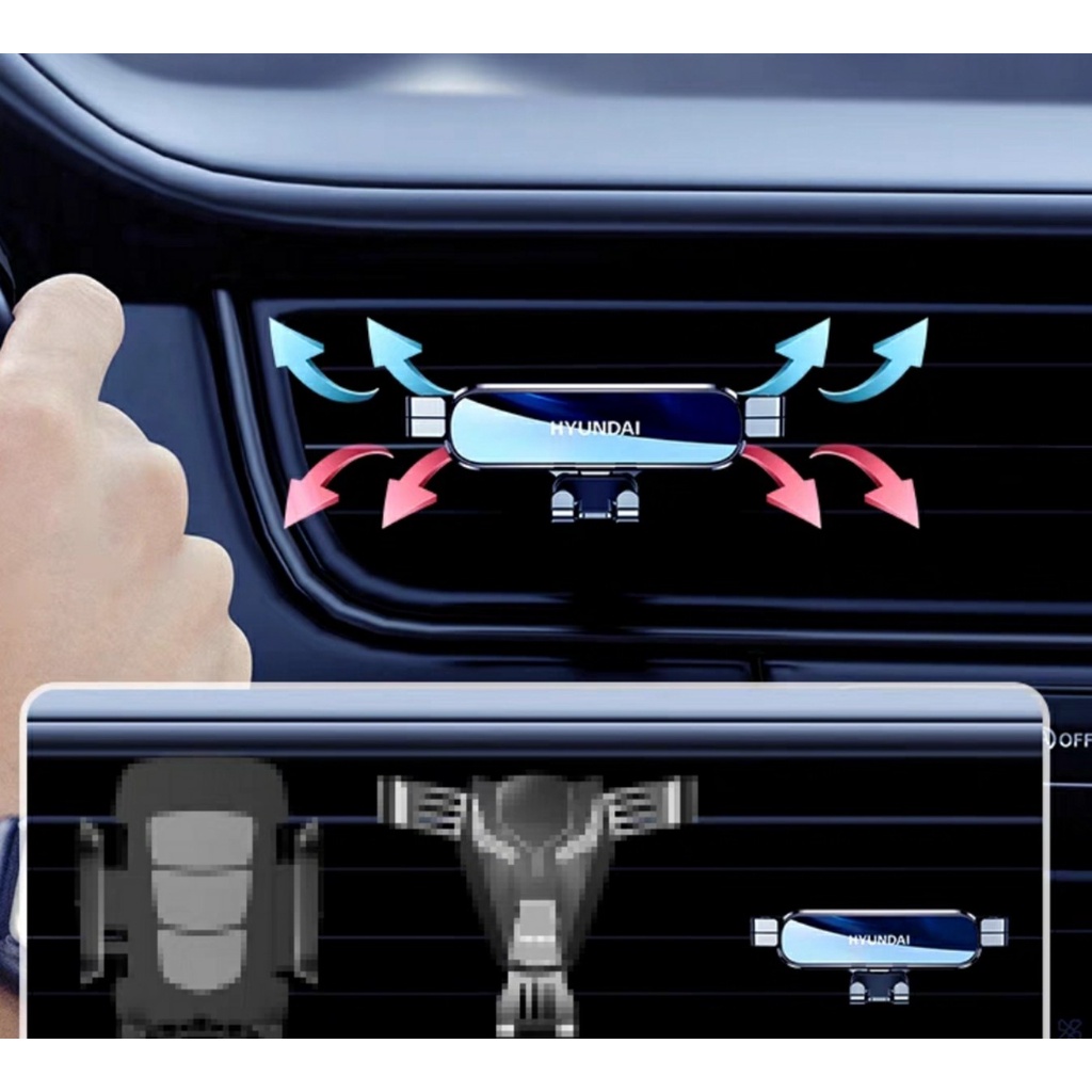 Giá đỡ điện thoại cao cấp Hyundai gắn cửa gió ô tô xe hơi thép hàng không siêu nhẹ tự động điều chỉnh
