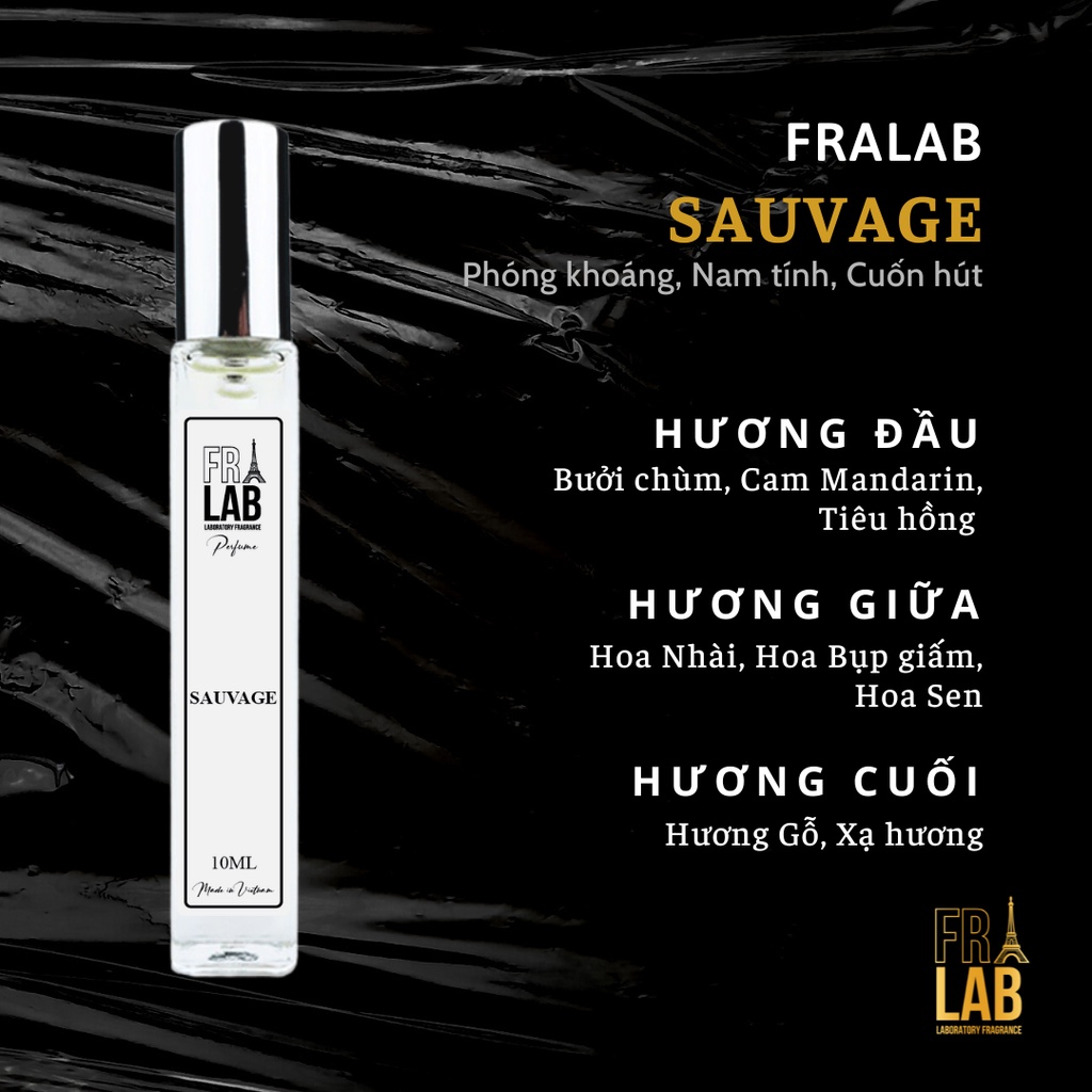 Tinh Dầu Nước Hoa Nam Fralab Sauvage EDP, Phóng Khoáng, Nam Tính, Cuốn Hút, Dạng Xịt 10ml