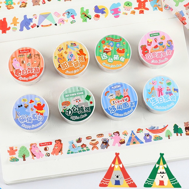 Băng Keo Dán Trang Trí Nhật Ký Hình Gấu Hoạt Hình Dễ Thương DIY