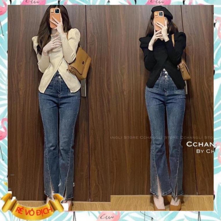 Áo len vạt chéo tay bồng hàng quảng châu siêu đẹp hothit