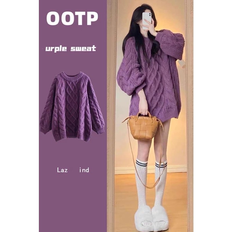 Áo len over sz tím