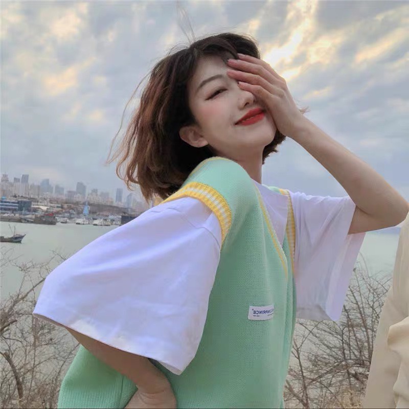 Áo ghile nữ ulzzang form rộng gile tím xanh dương - 001