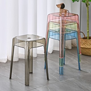 Ghế Nhựa Acrylic Trong Suốt Dày Dặn Hình Vuông Xếp Chồng Tiện Dụng