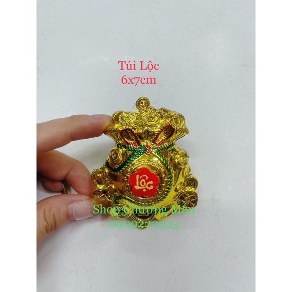 10 Túi Tiền Tài Lộc Xi Mạ Vàng Trang Trí Tháp Tỏi Thần Tài