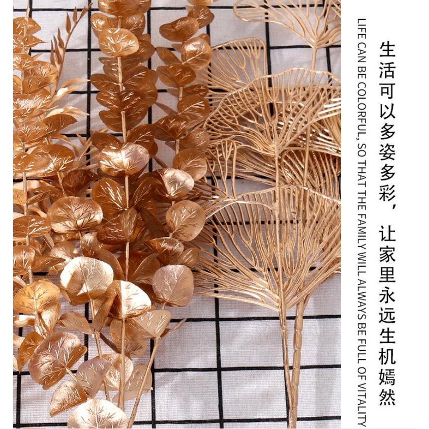 Lá Bạch Đàn Nhân Tạo Màu Vàng Kim Dùng Trang Trí Tiệc Cưới / Giáng Sinh